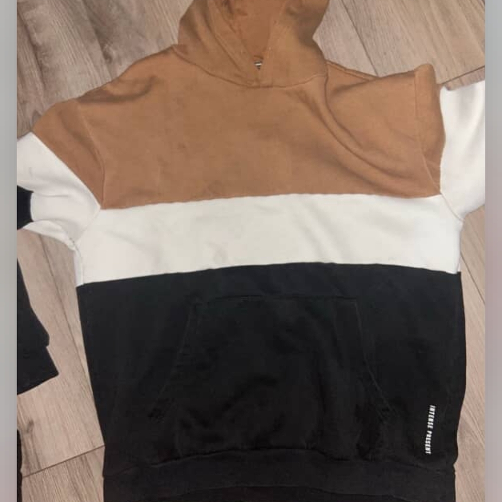 Denim & Flower Tan, White, and Black Hoodie Size M